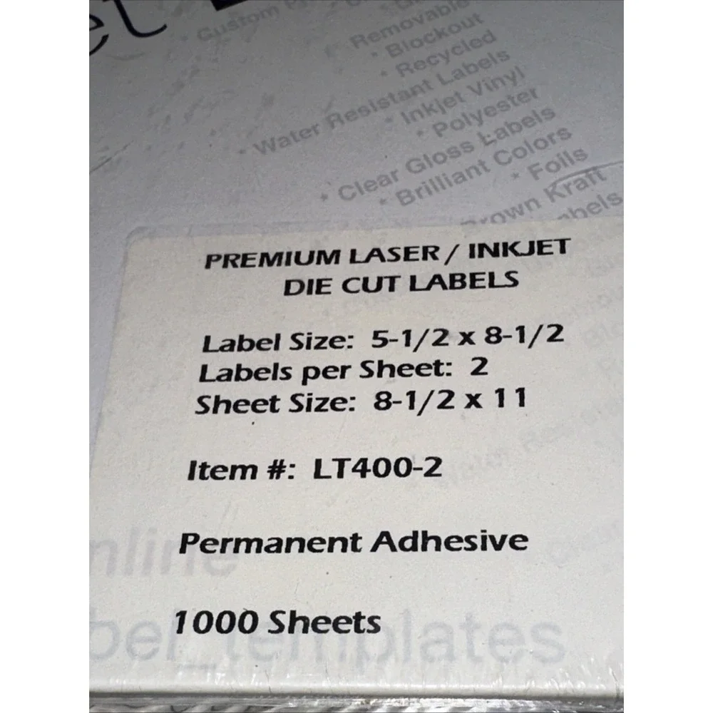 1000 Perforated Rounded Corner Shipping Labels 2 PerSheet 8.5 x 11 Self Adhesive